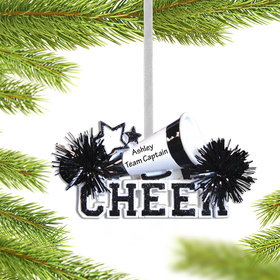 Personalized Cheer with Megaphone Black Christmas Ornament
