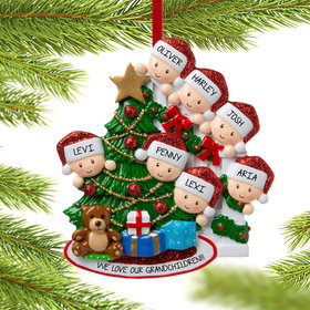 Present Peeking Family of 7 Grandparents Christmas Ornament