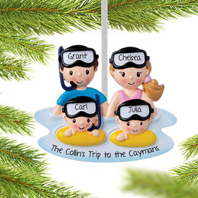 Personalized Snorkle Family of 4 Christmas Ornament