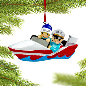 Personalized Boating Couple Christmas Ornament