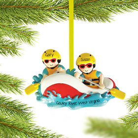 Personalized White Water Rafting Couple Christmas Ornament