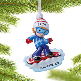 Personalized Snowboarder Boy Christmas Ornament