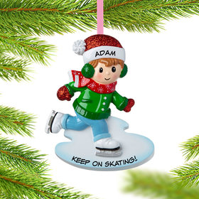 Personalized Ice Skating Boy Christmas Ornament