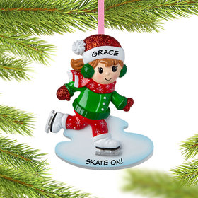 Personalized Ice Skating Girl Christmas Ornament