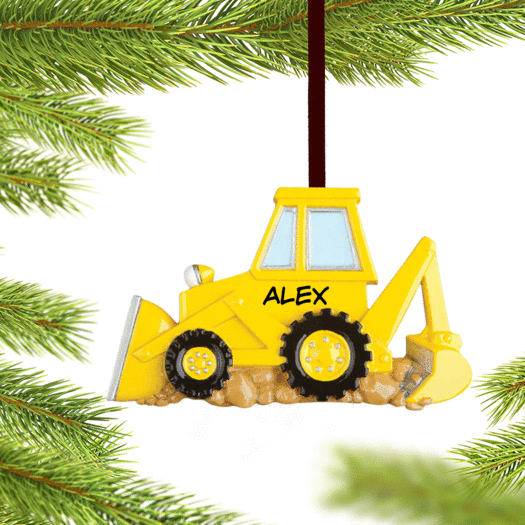 Personalized Bulldozer Christmas Ornament