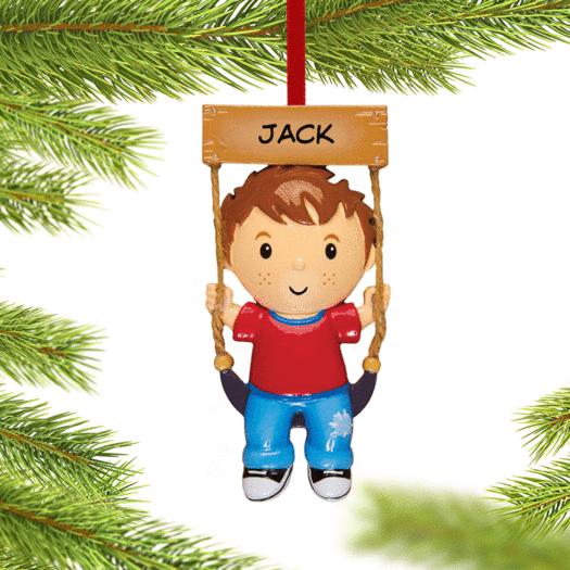 Personalized Swinging Boy Christmas Ornament