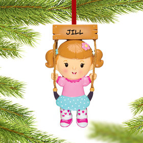 Personalized Swinging Girl Christmas Ornament