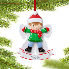 Personalized Snow Angel Boy Christmas Ornament