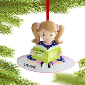 Personalized Reading Girl Christmas Ornament