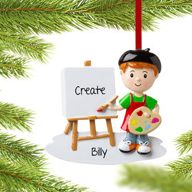 Personalized Artist Boy Christmas Ornament