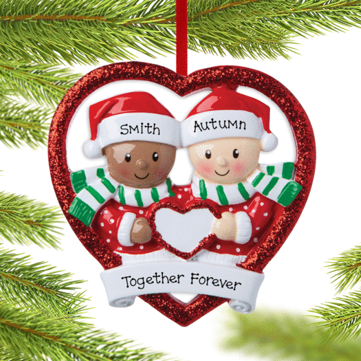 Personalized Biracial Couple Christmas Ornament