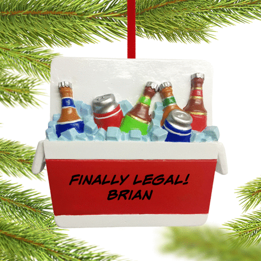 Personalized Cooler Full of Beer Christmas Ornament