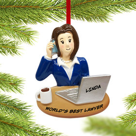 Personalized Worlds Best Lawyer Christmas Ornament