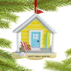 Personalized Yellow Beach House Christmas Ornament
