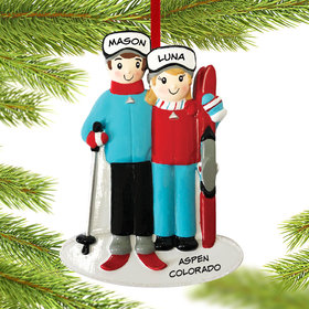 Personalized Ski Family of 2 Christmas Ornament