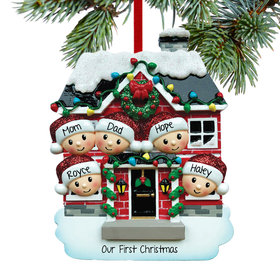 Personalized New House Family of 5 Christmas Ornament