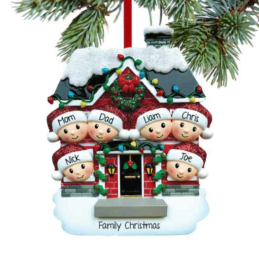 Personalized New House Family of 6 Christmas Ornament
