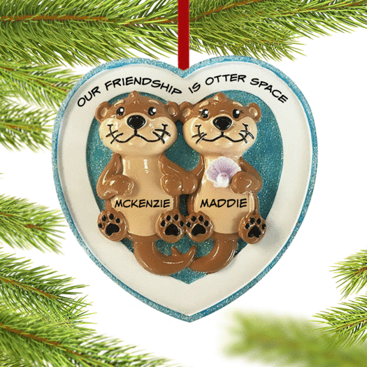 Personalized Otter Friends Christmas Ornament
