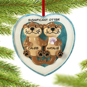 Personalized Otter Couple Christmas Ornament