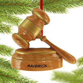Personalized Judge's Gavel Christmas Ornament