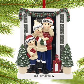Personalized Farm House Family of 3 Christmas Ornament