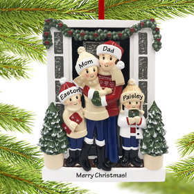 Personalized Farm House Family of 4 Christmas Ornament