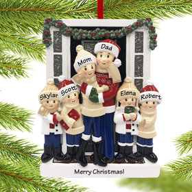 Personalized Farm House Family of 6 Christmas Ornament