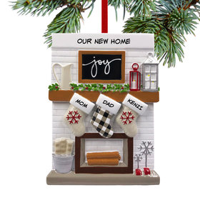 Fireplace Mantel Family of 3 New Home Christmas Ornament