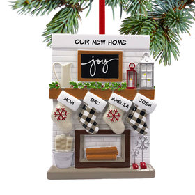 Fireplace Mantel Family of 4 New Home Christmas Ornament