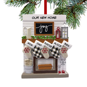 Fireplace Mantel Family of 5 New Home Christmas Ornament