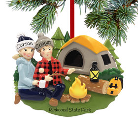 Personalized Camp Fire Couple Christmas Ornament