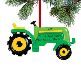 Personalized Green Tractor Christmas Ornament