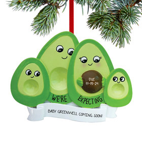Personalized Avocado Expecting Family Of 4 Christmas Ornament