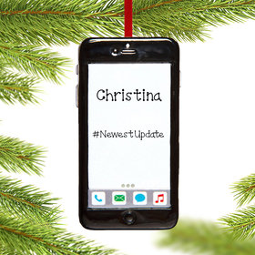 Personalized Black iPhone Cell Phone Christmas Ornament