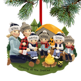 Personalized Camp Fire Family Of 6 Christmas Ornament
