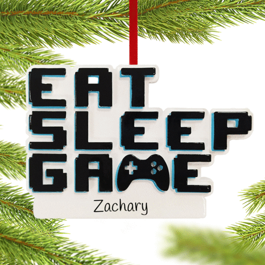 Personalized Eat Sleep Game Christmas Ornament