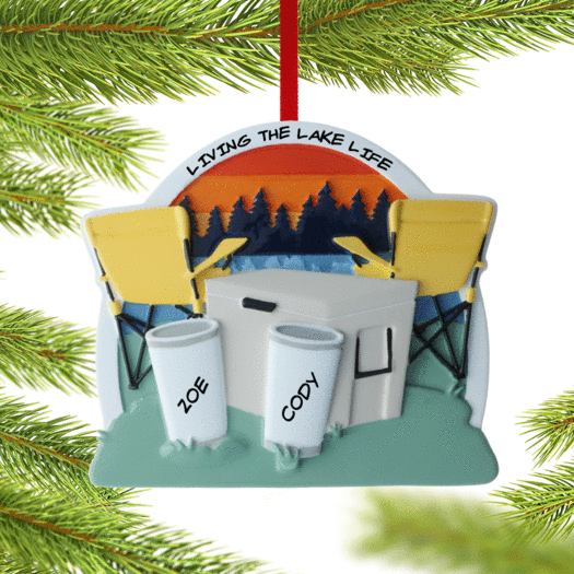 Personalized Lake Life Cooler Couple Christmas Ornament