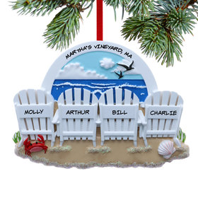 Personalized Adirondack Beach Chair Family Of 4 Christmas Ornament