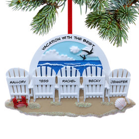Personalized Adirondack Beach Chair Family Of 5 Christmas Ornament