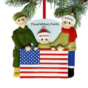 Personalized Military Family Of 3 Christmas Ornament