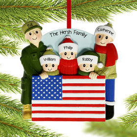 Personalized Military Family Of 5 Christmas Ornament