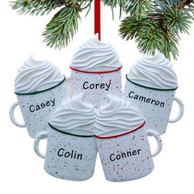 Personalized Hot Cocoa Family of 5 Christmas Ornament