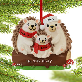 Personalized Hedgehog Family Of 3 Christmas Ornament