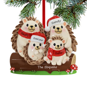 Personalized Hedgehog Family Of 4 Christmas Ornament