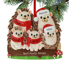 Personalized Hedgehog Family Of 5 Christmas Ornament