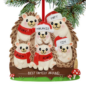 Personalized Hedgehog Family Of 6 Christmas Ornament