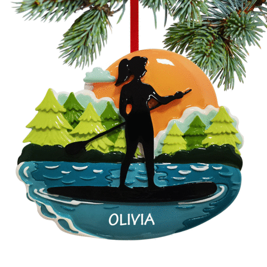 Personalized Female Paddle Board Christmas Ornament