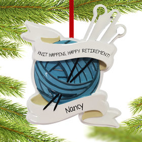 Personalized Knitting Retirement Christmas Ornament