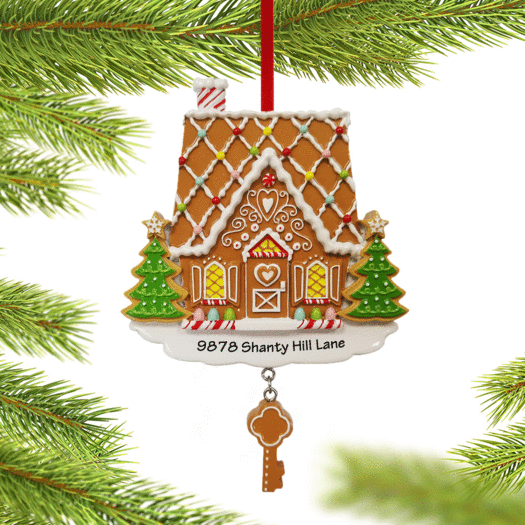 Personalized New Home Gingerbread House Christmas Ornament