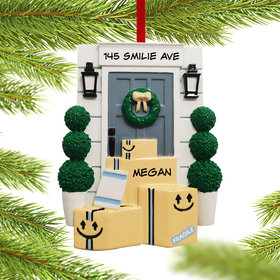 Personalized Front Door With Packages Christmas Ornament